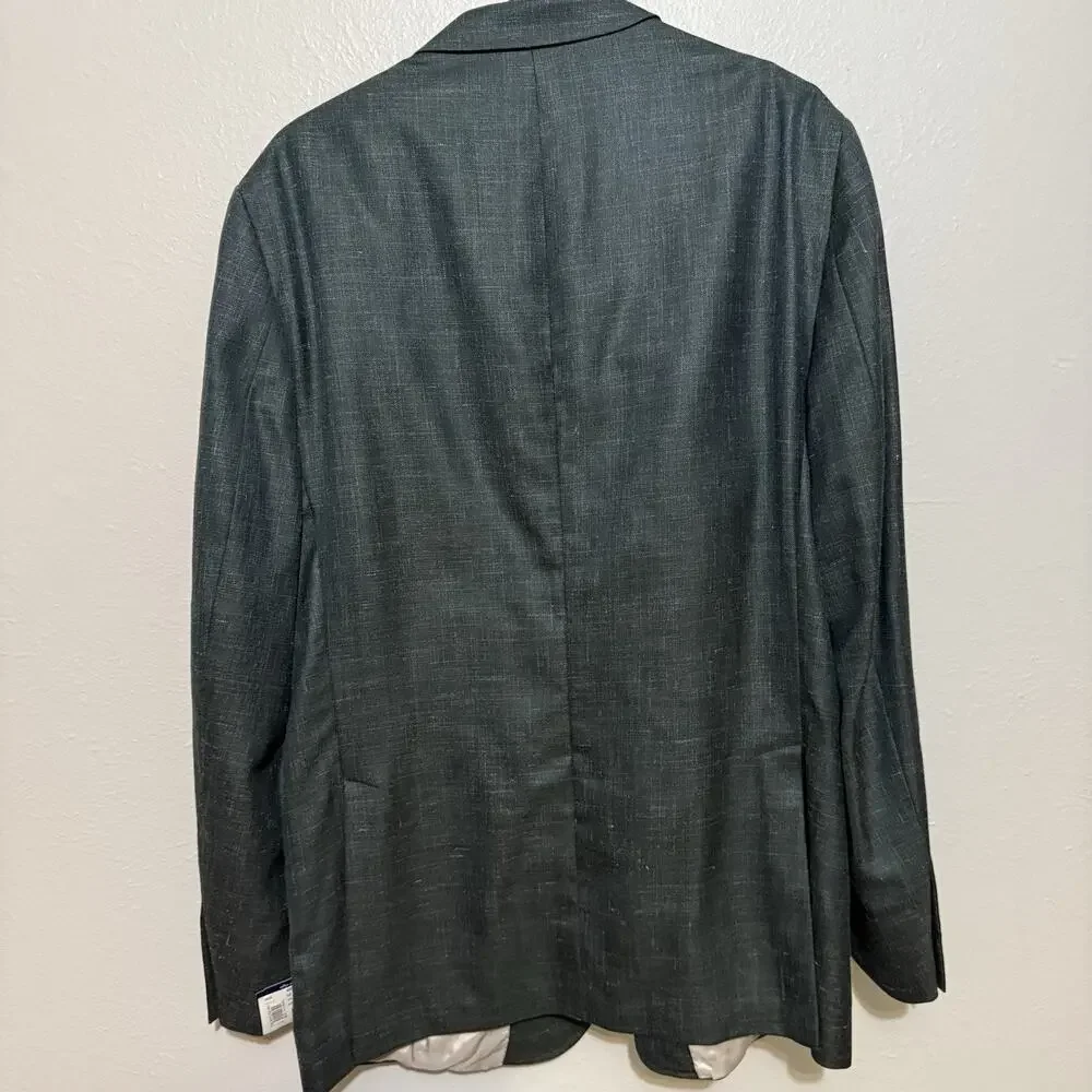 Peter Millar Crown Wool Silk Linen Sport‎ Coat Soft Jacket XL 46T Dark Green